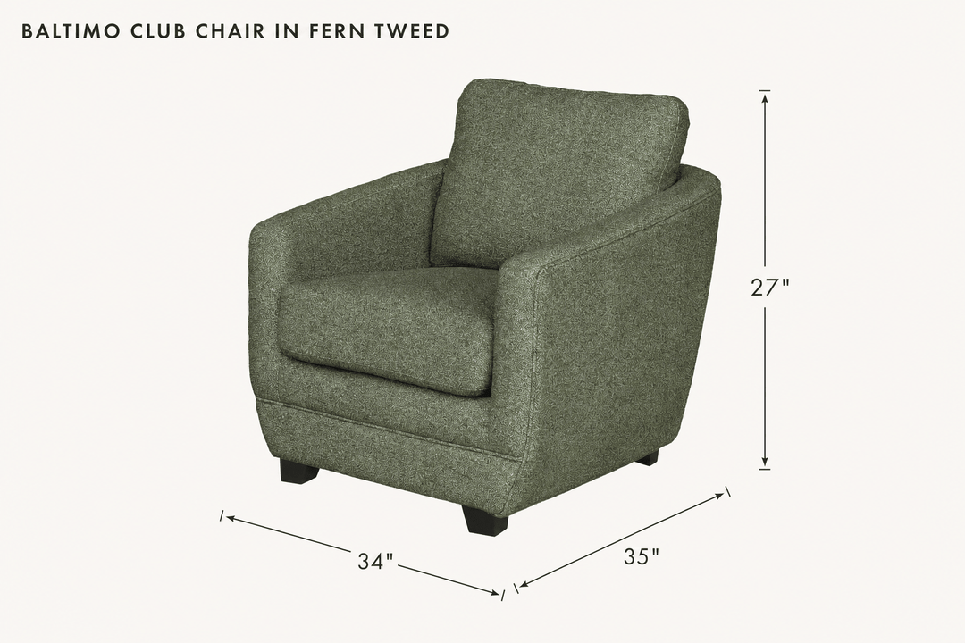 Baltimo Club Chair in Fern Tweed dimensions - What&