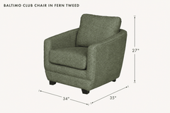 Baltimo Club Chair in Fern Tweed dimensions - What&