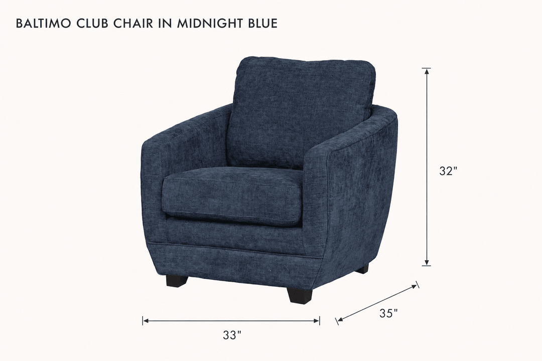 Baltimo Club Chair in Midnight Blue dimensions - What&