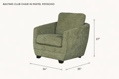 Baltimo Club Chair in Pastel Pistachio dimensions - What&