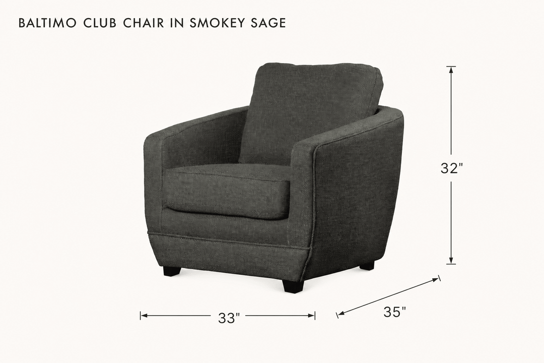 Baltimo Club Chair in Smokey Sage dimensions - What&