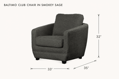 Baltimo Club Chair in Smokey Sage dimensions - What&