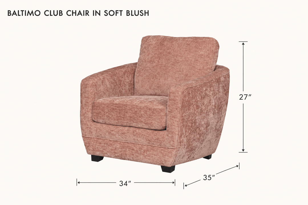 Baltimo Club Chair in Soft Blush dimensions - What&