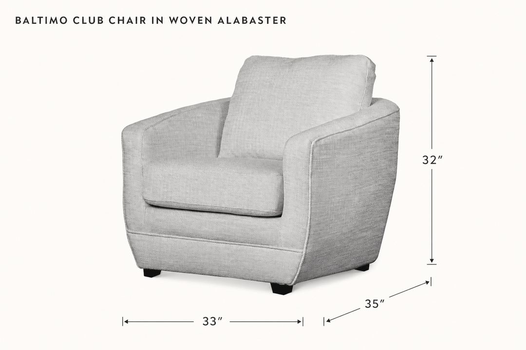 Baltimo Club Chair in Woven Alabaster dimensions - What&