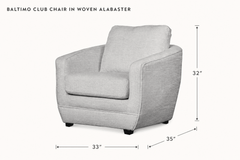 Baltimo Club Chair in Woven Alabaster dimensions - What&