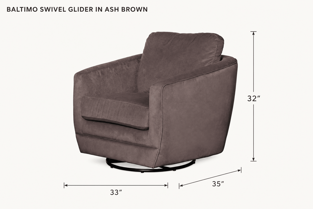 Baltimo Swivel Glider in Ash Brown dimensions - What&