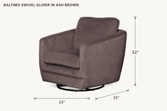 Baltimo Swivel Glider in Ash Brown dimensions - What&