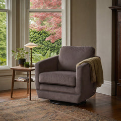 Baltimo Swivel Glider in Ash Brown styled in Portland NW 23rd Victoriwith bay window living room - Whats New Furniture