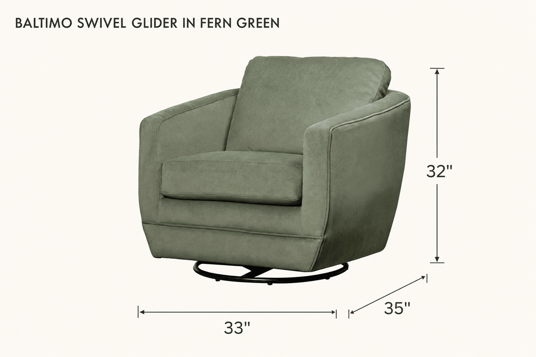 Baltimo Swivel Glider in Fern Green dimensions - What&