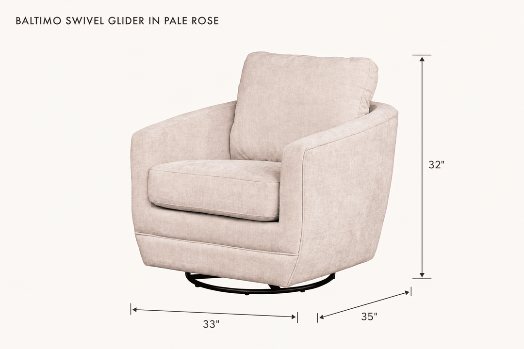 Baltimo Swivel Glider in Pale Rose dimensions - What&