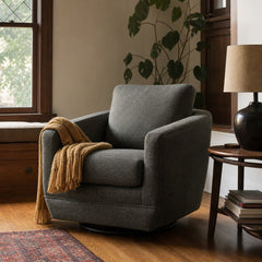 Baltimo Swivel Glider in Smokey Sage styled in Portland Hawthorne Craftsmbungalow living room - Whats New Furniture