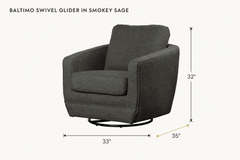 Baltimo Swivel Glider in Smokey Sage dimensions - What&