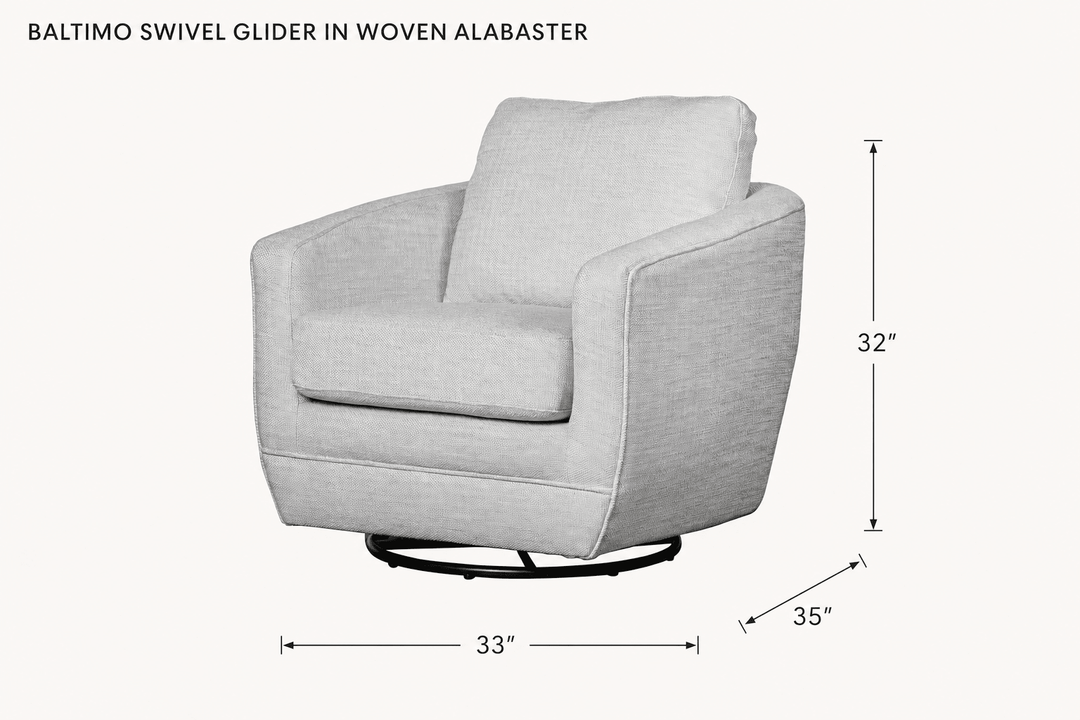 Baltimo Swivel Glider in Woven Alabaster dimensions - What&