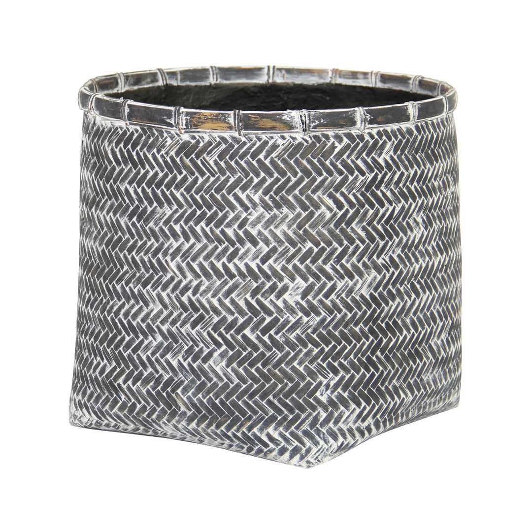 Bamboo Indoor Basket Pot - Grey Wash - Whats New Furniture Portland OR