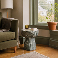 Binx Side Table styled in Portland NW 23rd Victoriwith bay window living room - Whats New Furniture