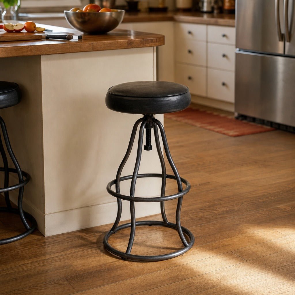 Bowie Adjustable Stool in Black styled in Portland Montavillcottage kitchen - Whats New Furniture