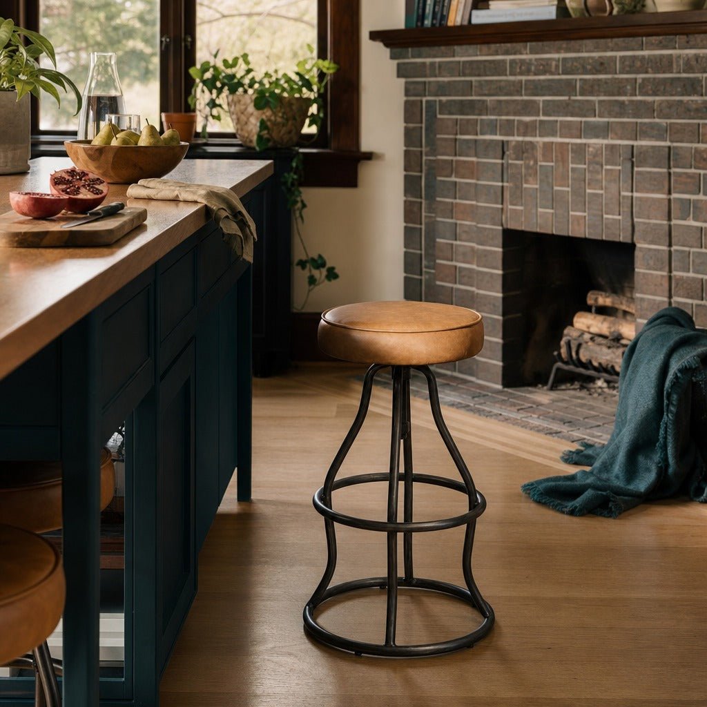 Bowie Adjustable Stool in Cognac styled in Portland Ladd&