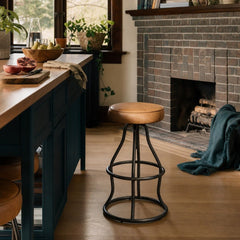 Bowie Adjustable Stool in Cognac styled in Portland Ladd&