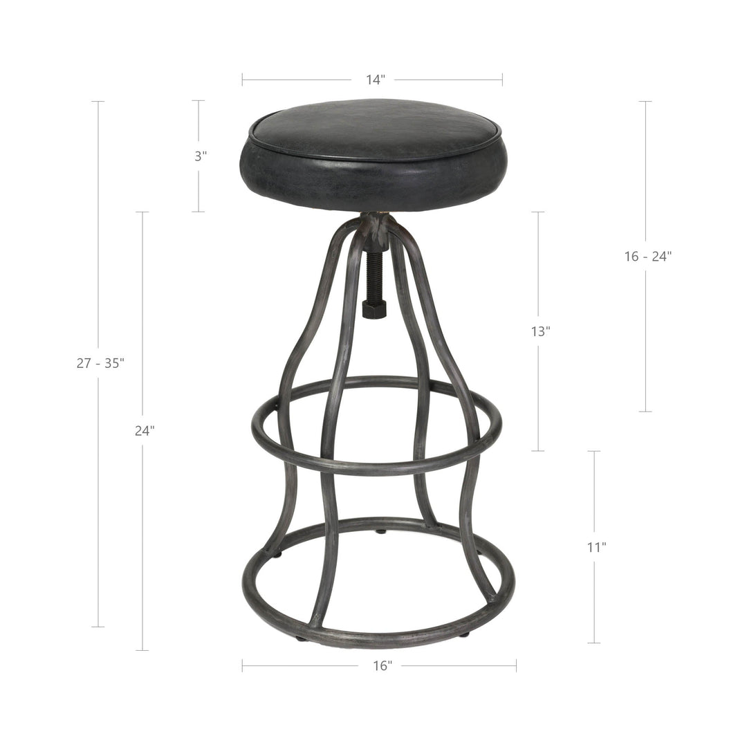 Bowie Adjustable Stool in Black - counter stool by LH Imports - Whats New Furniture Portland OR