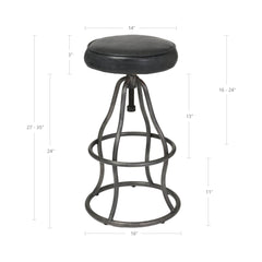 Bowie Adjustable Stool in Black - counter stool by LH Imports - Whats New Furniture Portland OR