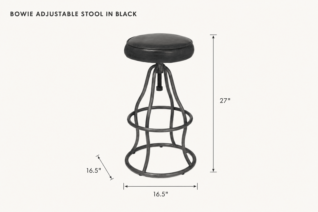Bowie Adjustable Stool in Black dimensions - What&