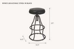 Bowie Adjustable Stool in Black dimensions - What&