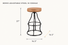 Bowie Adjustable Stool in Cognac dimensions - What&