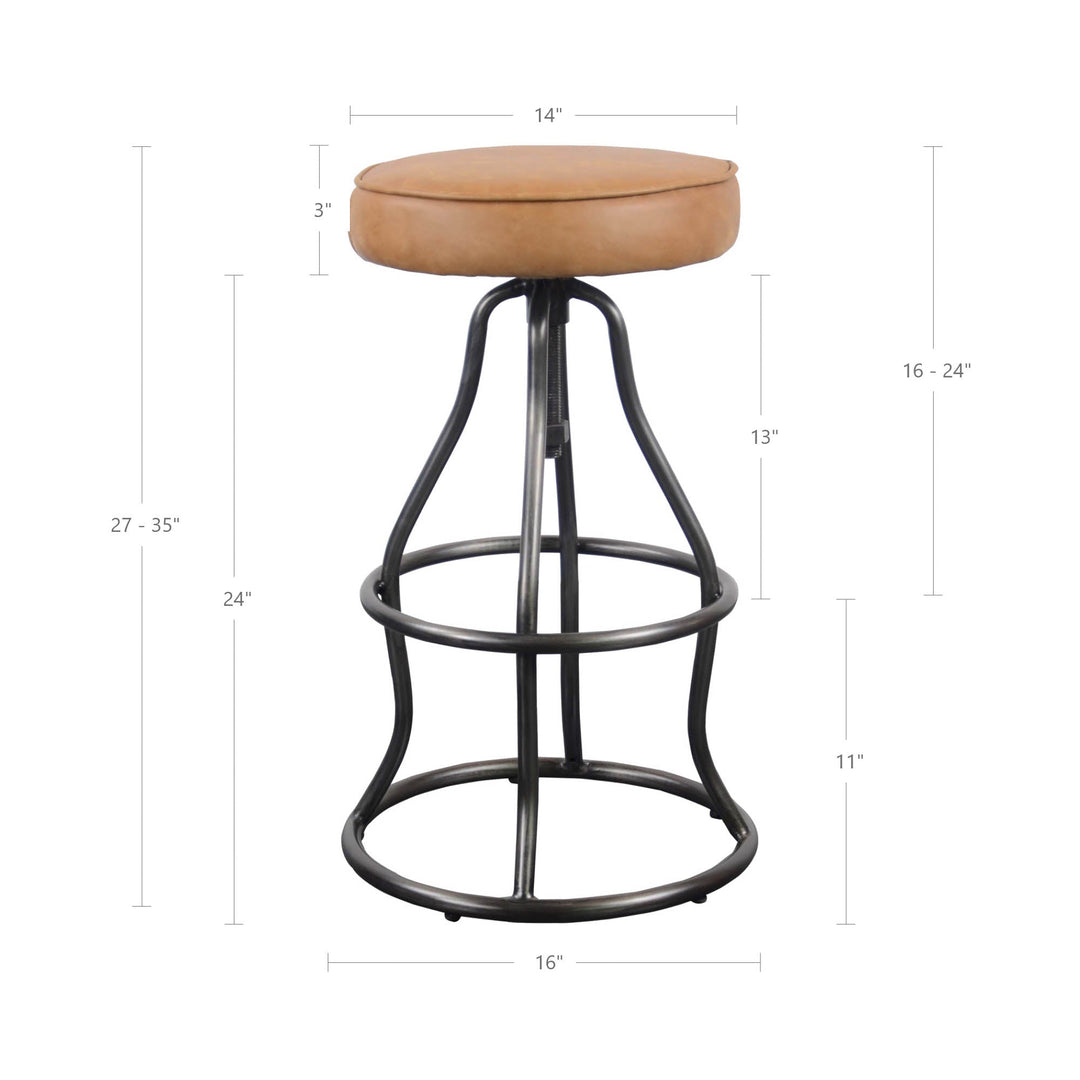 Bowie Adjustable Stool in Cognac - counter stool by LH Imports - Whats New Furniture Portland OR