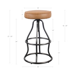 Bowie Adjustable Stool in Cognac - counter stool by LH Imports - Whats New Furniture Portland OR