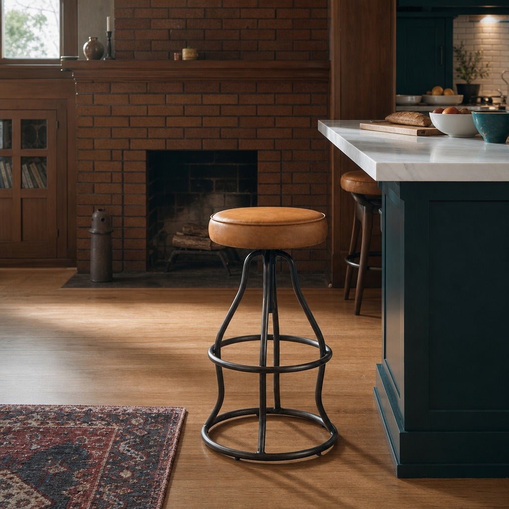 Bowie Adjustable Stool in Cognac styled in Portland Ladd&