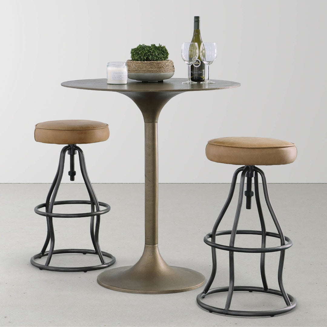 Bowie Adjustable Stool in Cognac - counter stool by LH Imports - Whats New Furniture Portland OR