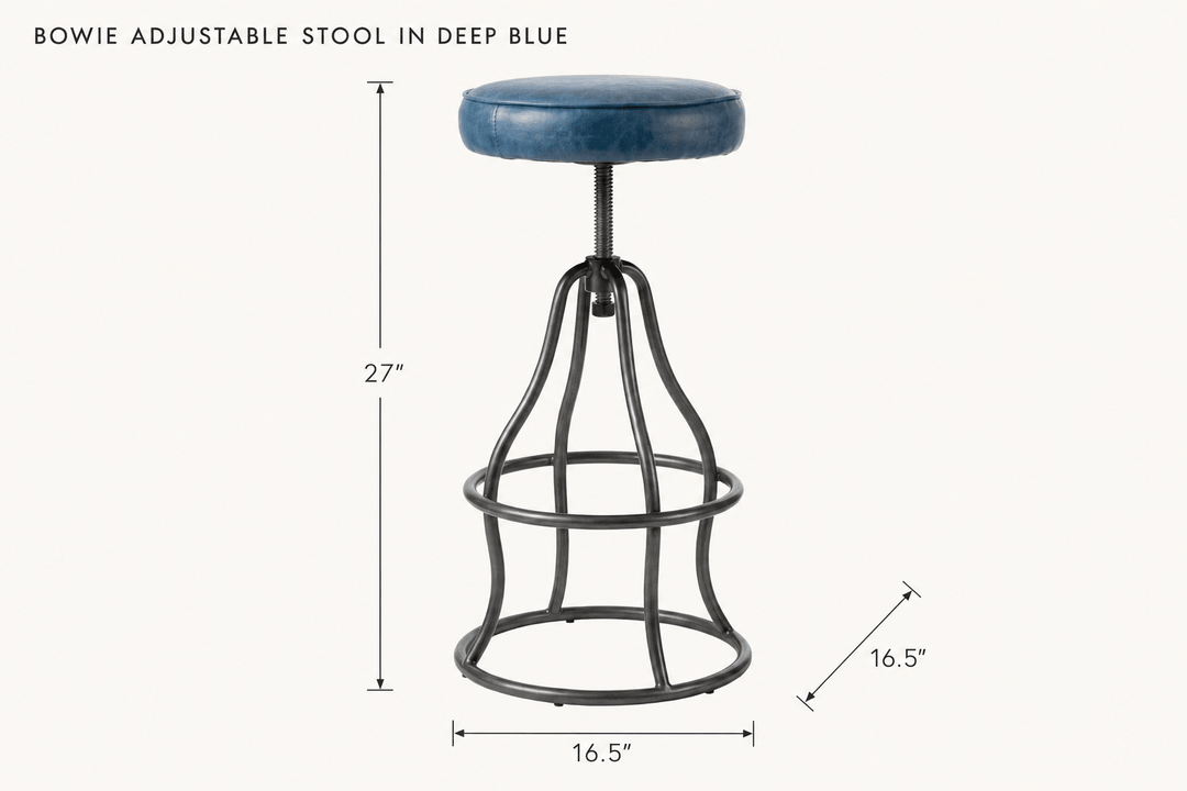 Bowie Adjustable Stool in Deep Blue dimensions - What&