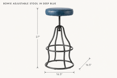 Bowie Adjustable Stool in Deep Blue dimensions - What&