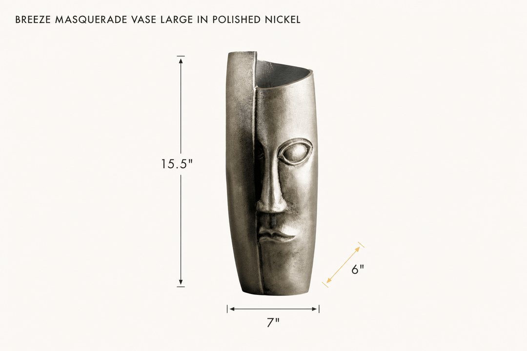 Breeze Masquerade Vase Large in Polished Nickel dimensions - What&