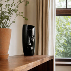Breeze Masquerade Vase Small in Polished Black styled in Portland Laurelhurst Tudor cottage living room - Whats New Furniture