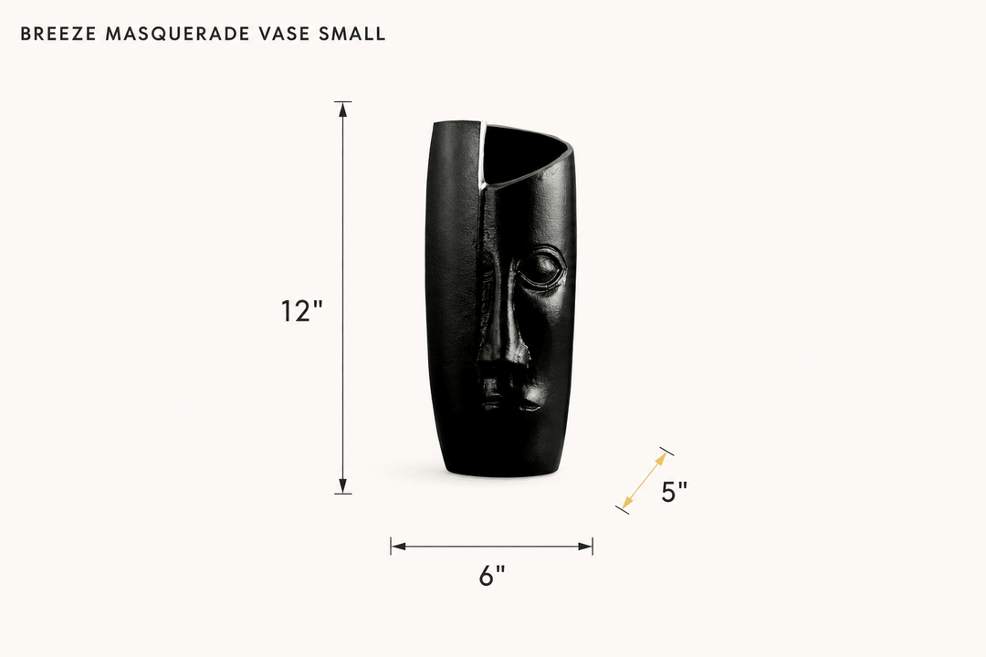 Breeze Masquerade Vase Small in Polished Black dimensions - What&