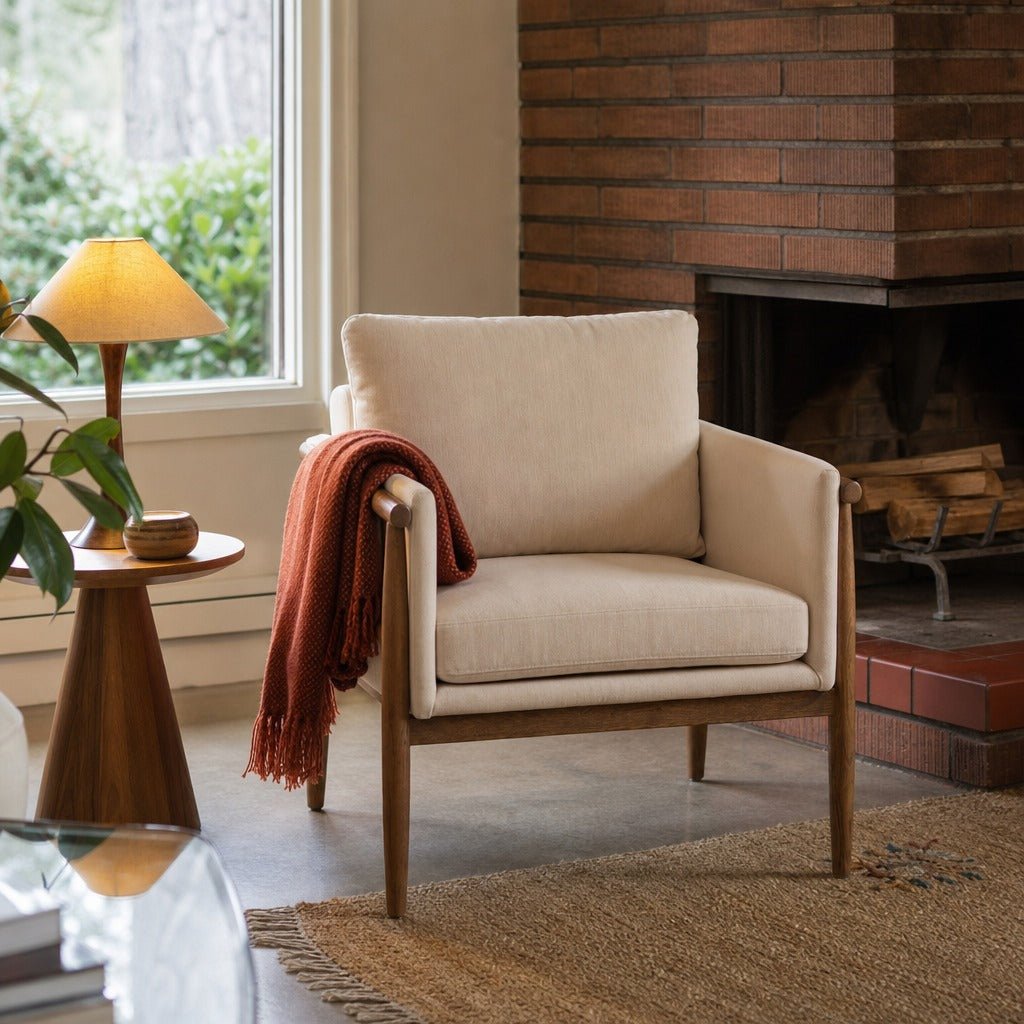Bronte Club Chair styled in Portland Mt. Tabor mid-century daylight ranch living room - Whats New Furniture
