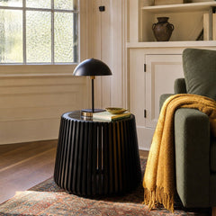 Bungalow Side Table in Black styled in Portland Irvington foursquare with original built-ins living room - Whats New Furniture