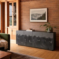 Callisto Sideboard styled in Portland converted warehouse flat with warm exposed brick and fir timber beams (no steel, no concrete) living room - Whats New Furniture