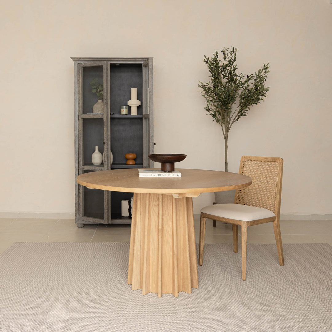 Cane Dining Chair - Oyster Linen/Natural Frame (TH) - Whats New Furniture Portland OR