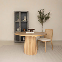 Cane Dining Chair - Oyster Linen/Natural Frame (TH) - Whats New Furniture Portland OR