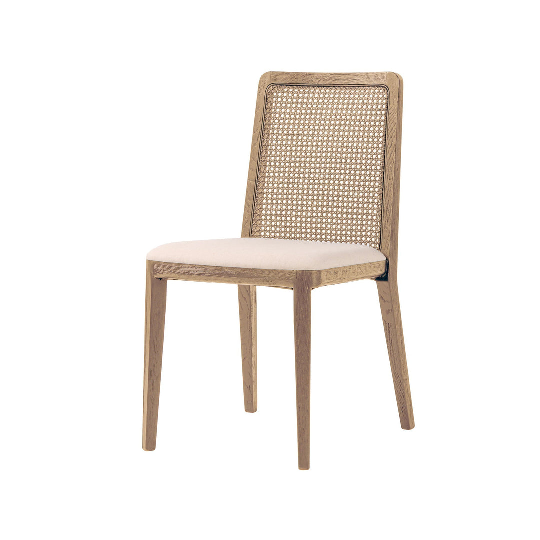 Cane Dining Chair - Oyster Linen/Natural Frame (TH) - Whats New Furniture Portland OR
