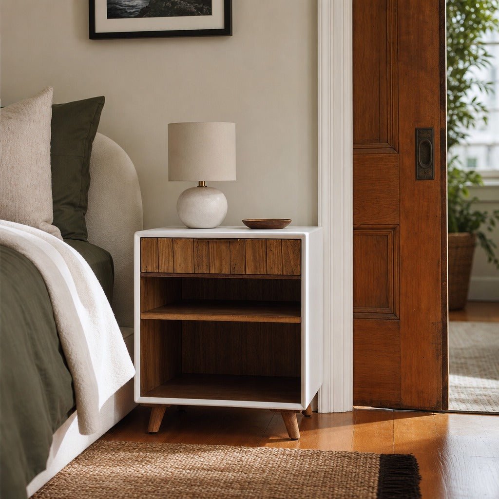 Casablanca Nightstand styled in Portland NW 23rd Victoriwith bay window bedroom - Whats New Furniture