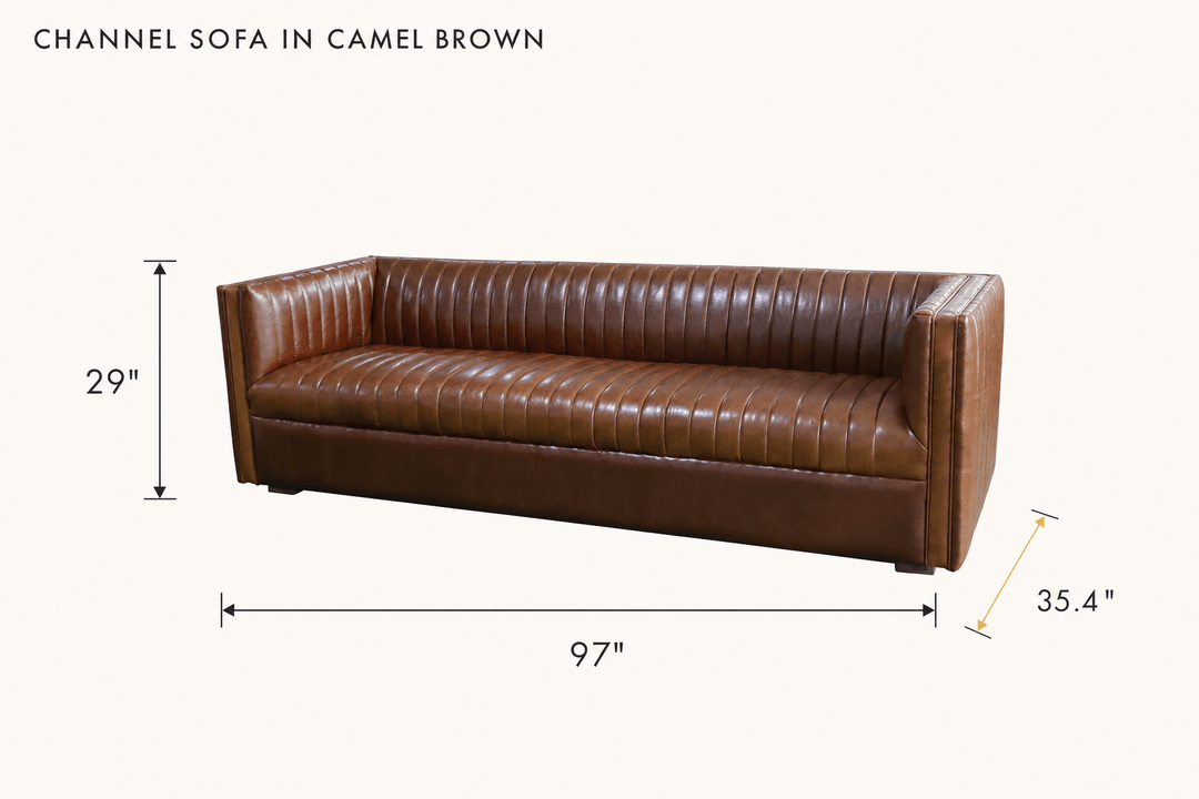 Channel Sofa in Camel Brown dimensions - What&