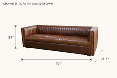 Channel Sofa in Camel Brown dimensions - What&