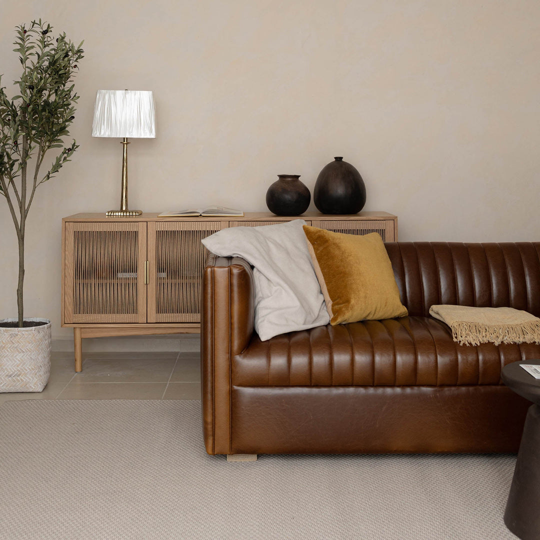 Channel Sofa - Camel Brown - Whats New Furniture Portland OR
