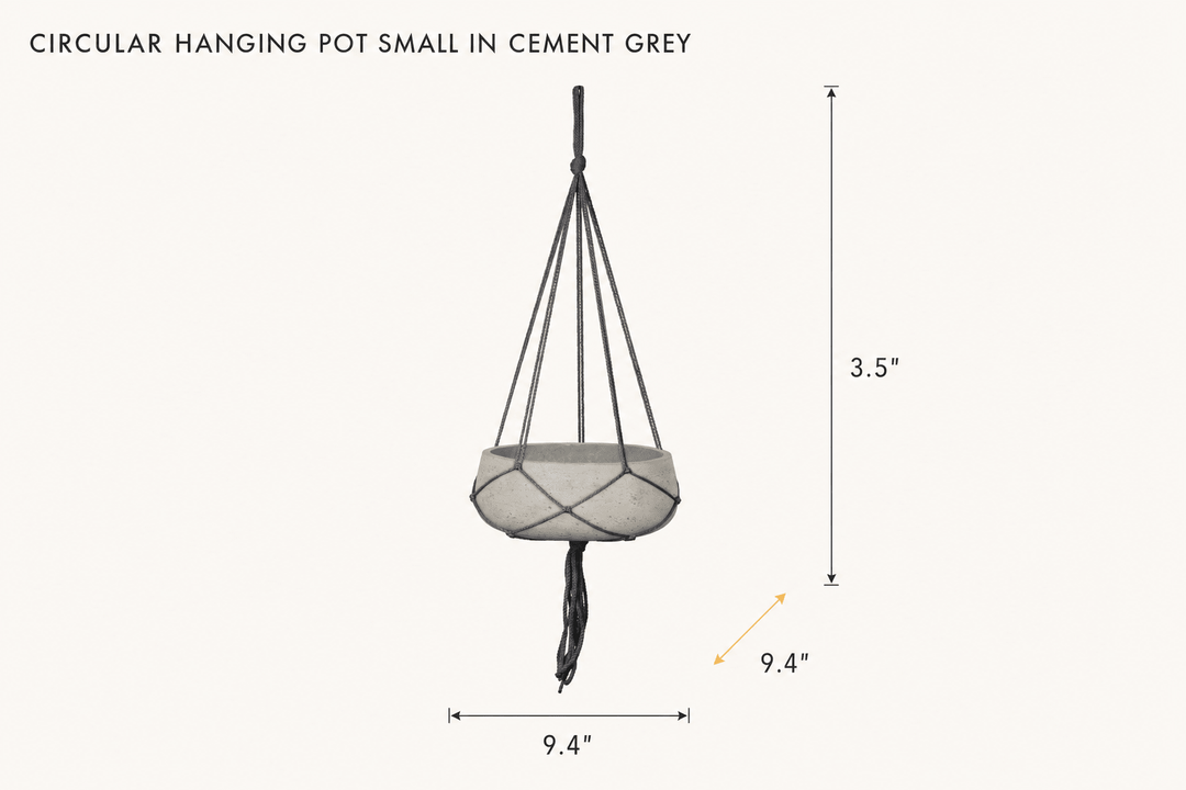 Circular Hanging Pot Small in Cement Grey dimensions - What&