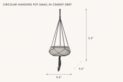 Circular Hanging Pot Small in Cement Grey dimensions - What&