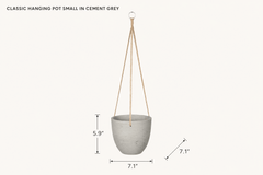 Classic Hanging Pot Small in Cement Grey dimensions - What&