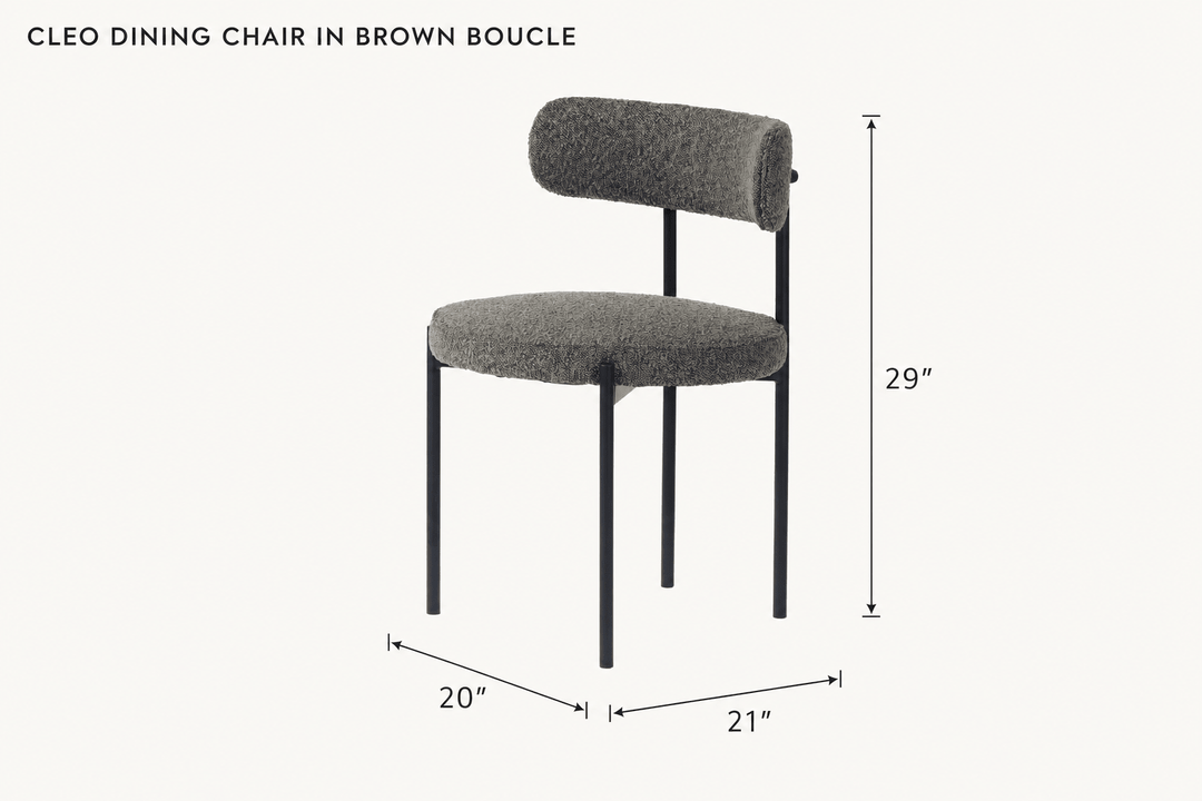 Cleo Dining Chair in Brown Boucle dimensions - What&